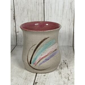 Hand Thrown Pottery Coffee Mug Tea Cup Studio Art Pottery Pink Blue Purple